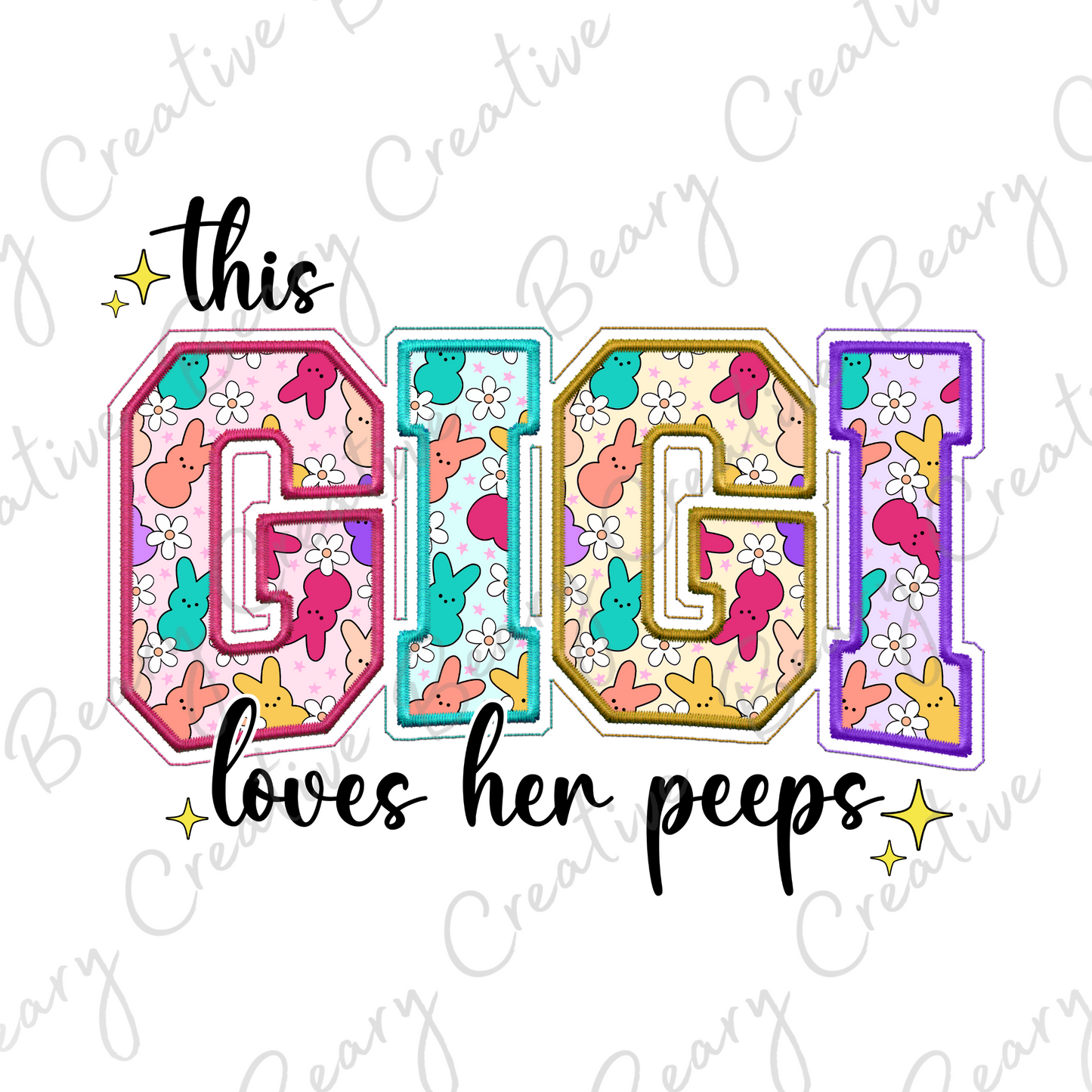 This Gigi Loves Her Peeps on a Cream Unisex T-shirt