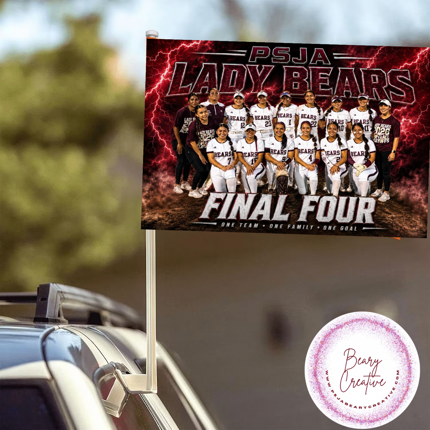 12" x 8" White Sublimatable Car Flag with Pole