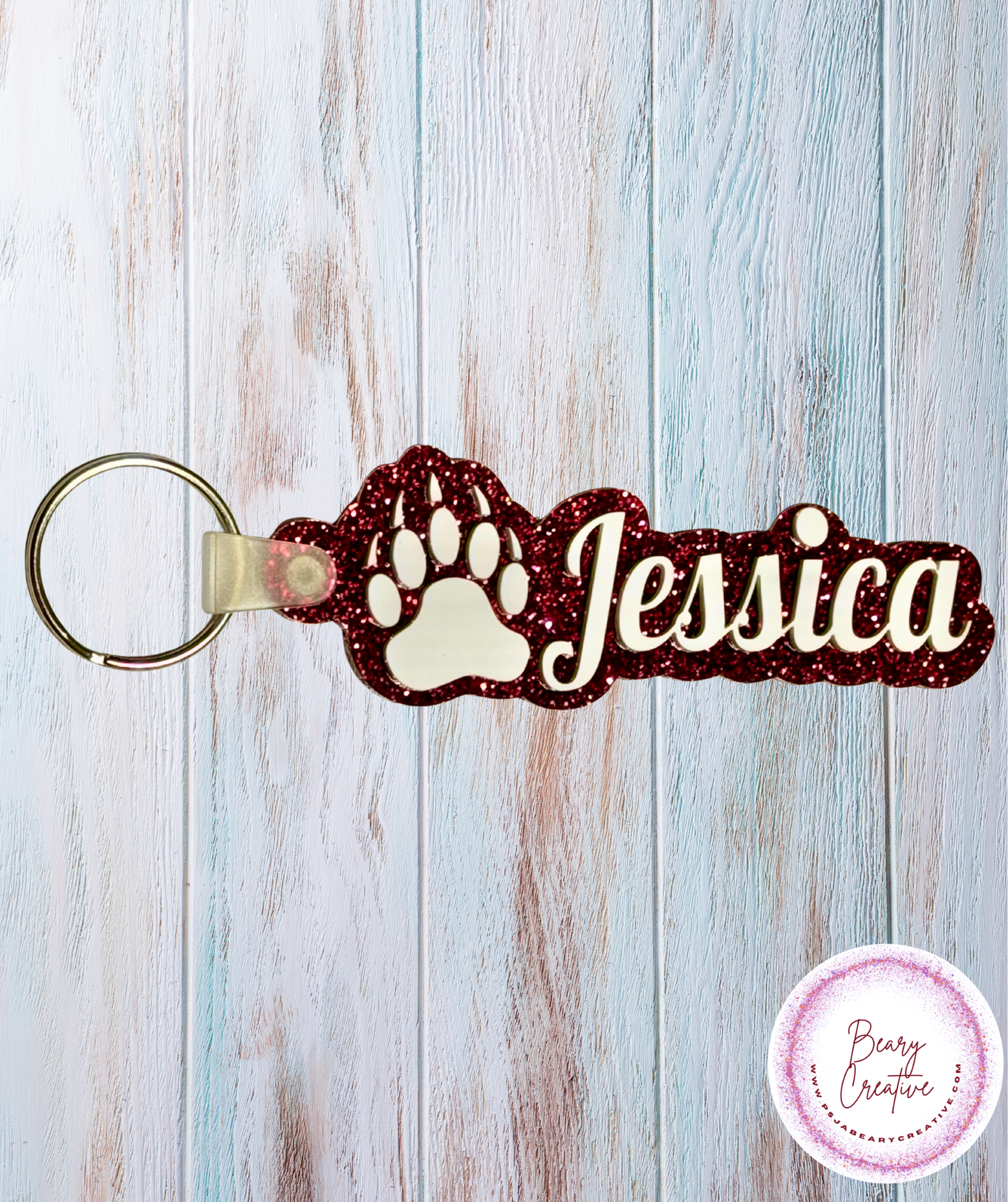 Glitter Base Personalized Acrylic Name Keychain