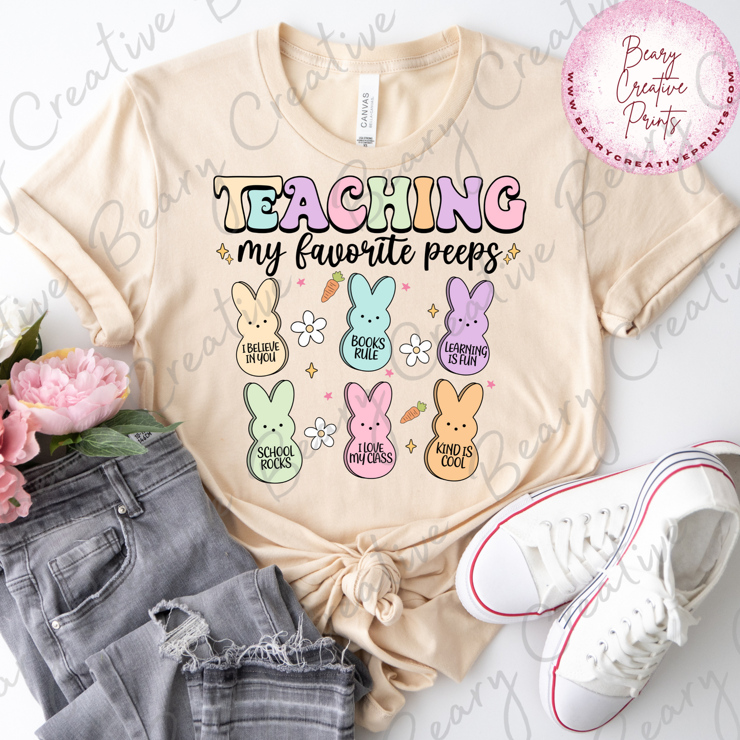 Teaching My Favorite Peeps on a Cream Unisex T-shirt