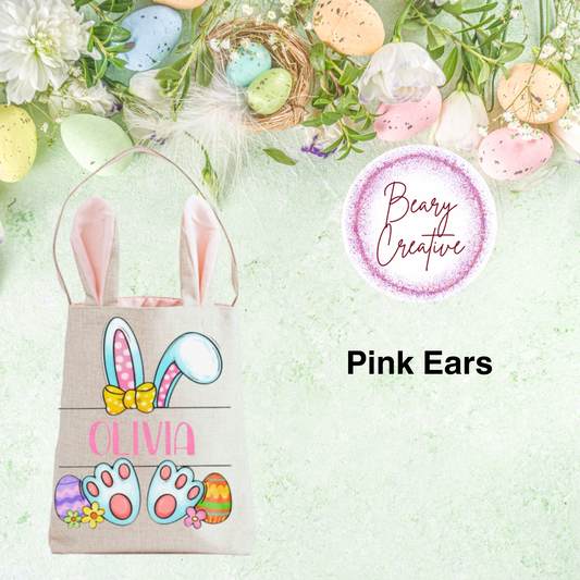 Personalized Pink Ear Bunny Easter Bag