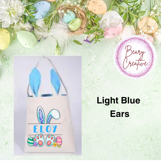 Personalized Light Blue Ear Bunny Easter Bag
