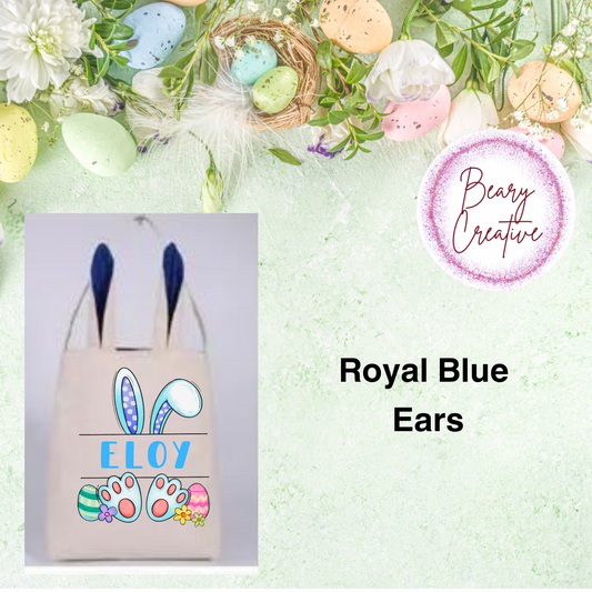 Personalized Royal Blue Ear Bunny Easter Bag