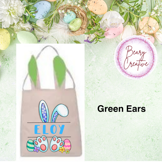Personalized Green Ear Bunny Easter Bag