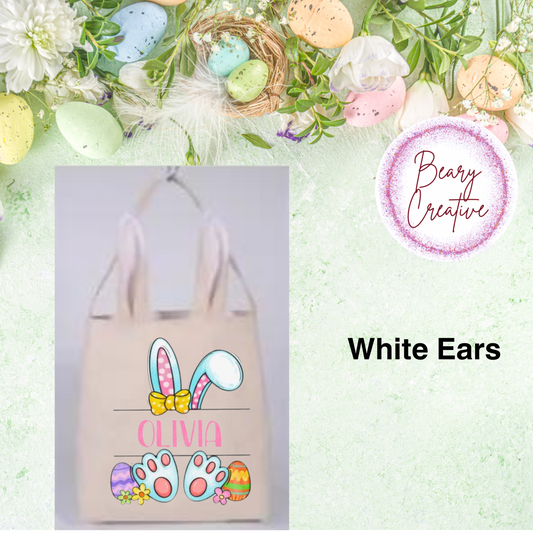 Personalized White Ear Bunny Easter Bag