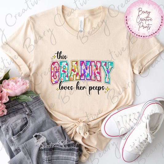 This Granny Loves Her Peeps on a Cream Unisex T-shirt