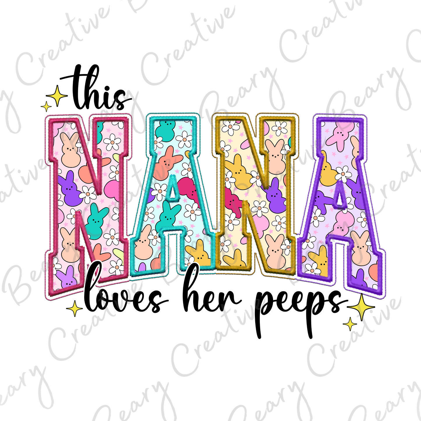 This Nana Loves Her Peeps on a Cream Unisex T-shirt