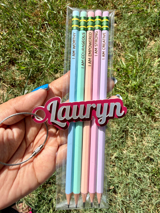 Personalized Pencil & Name Bag Tag