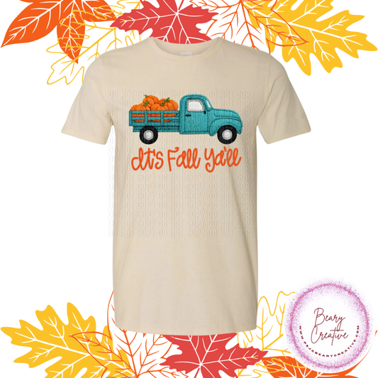 Fall Faux Embroidery Truck