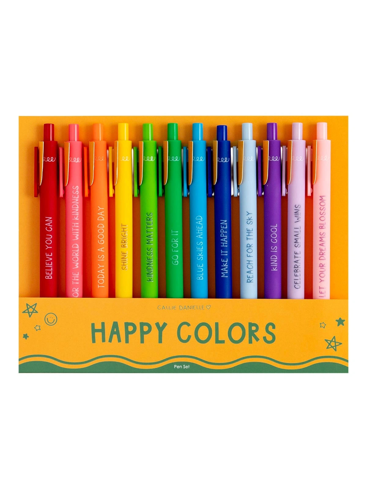 Happy Colors Crayon-Inspired Affirmations Pen Set of 12