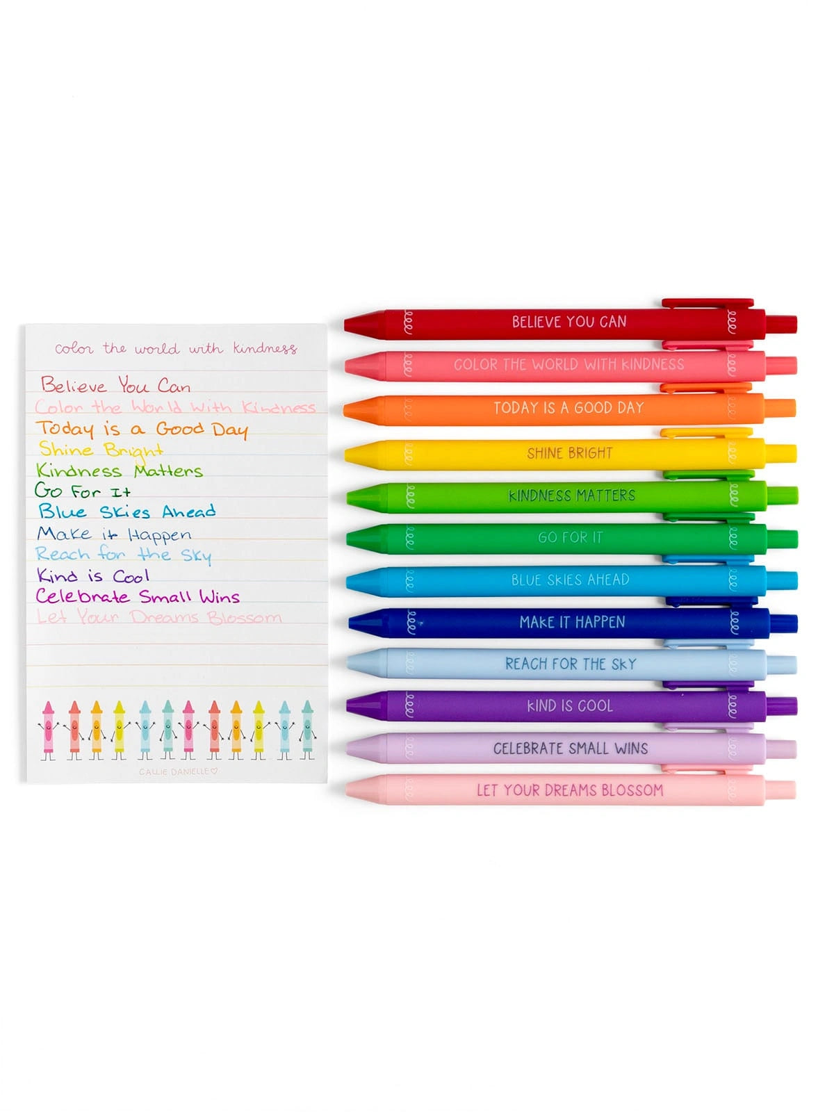 Happy Colors Crayon-Inspired Affirmations Pen Set of 12