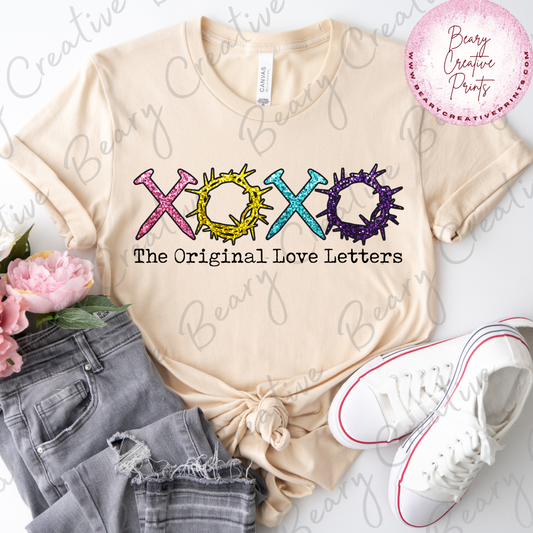 XOXO The Original Love Letters on a Cream Unisex T-shirt